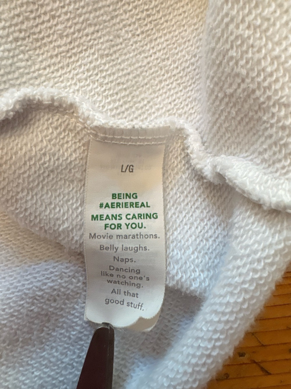 Aerie Cropped Hoodie Large White Oversized Fleece Pullove - Picture 7 of 8